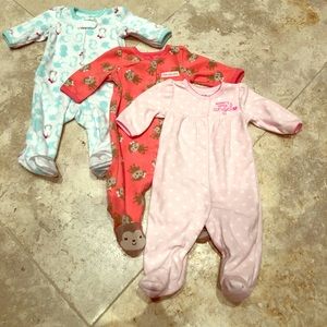 Bundle of three fleece footies size 3 months